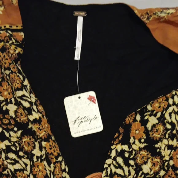 Free People Floral Black and Orange Dress S NWT - Picture 4 of 8